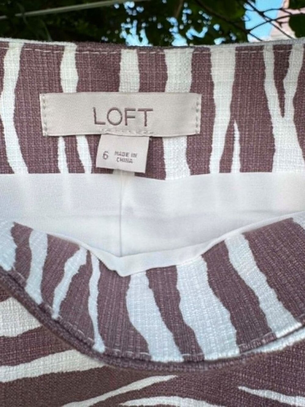 LOFT Brown Zebra Print Mini Skirt A-Line Neutral Workwear - Picture 3 of 4